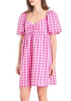 Women's Gingham Linen Sweetheart Baby Doll