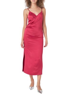 Endless Rose Women's Satin Wrap Midi Dress, Medium