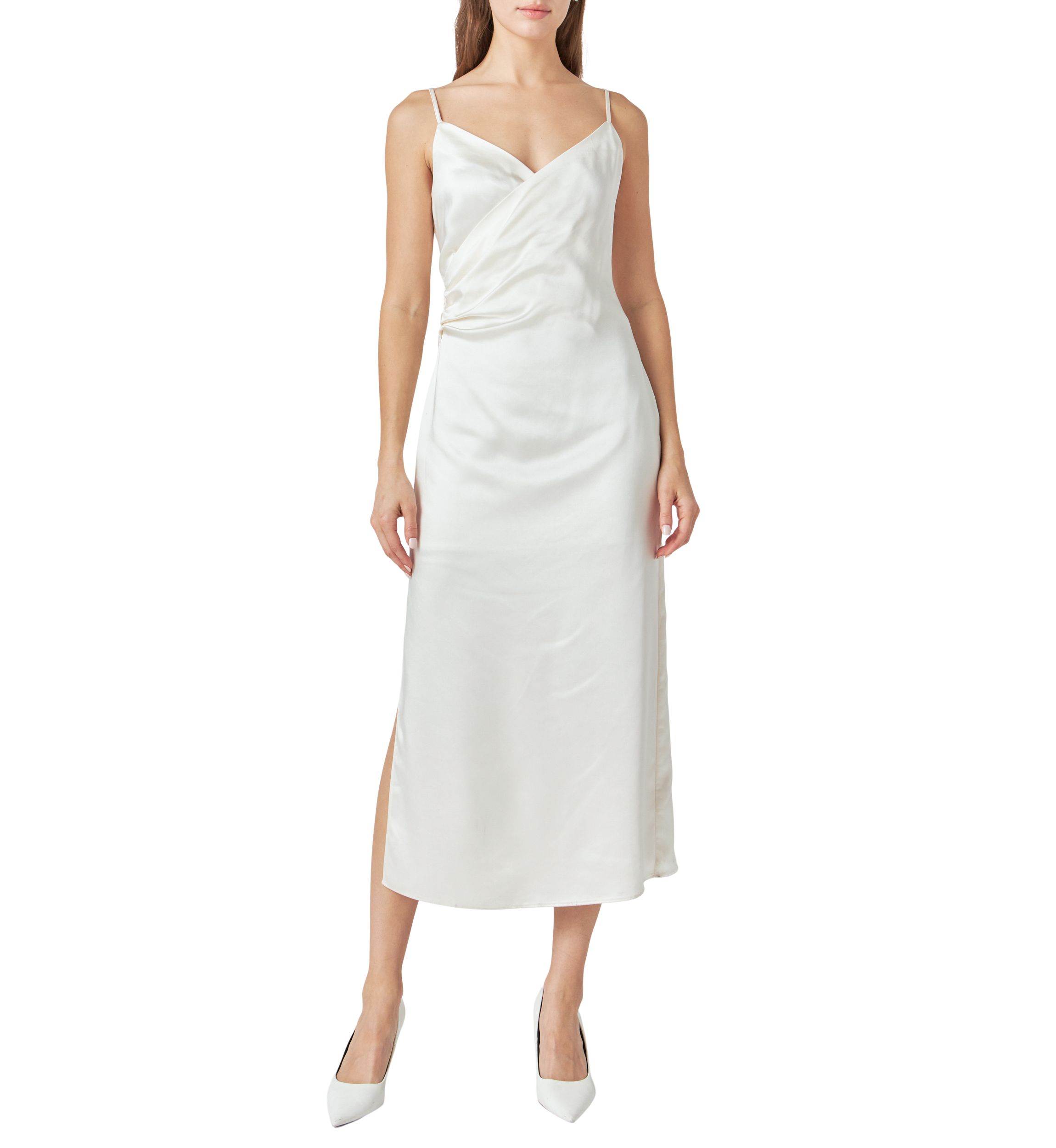 Satin Wrap Midi Dress