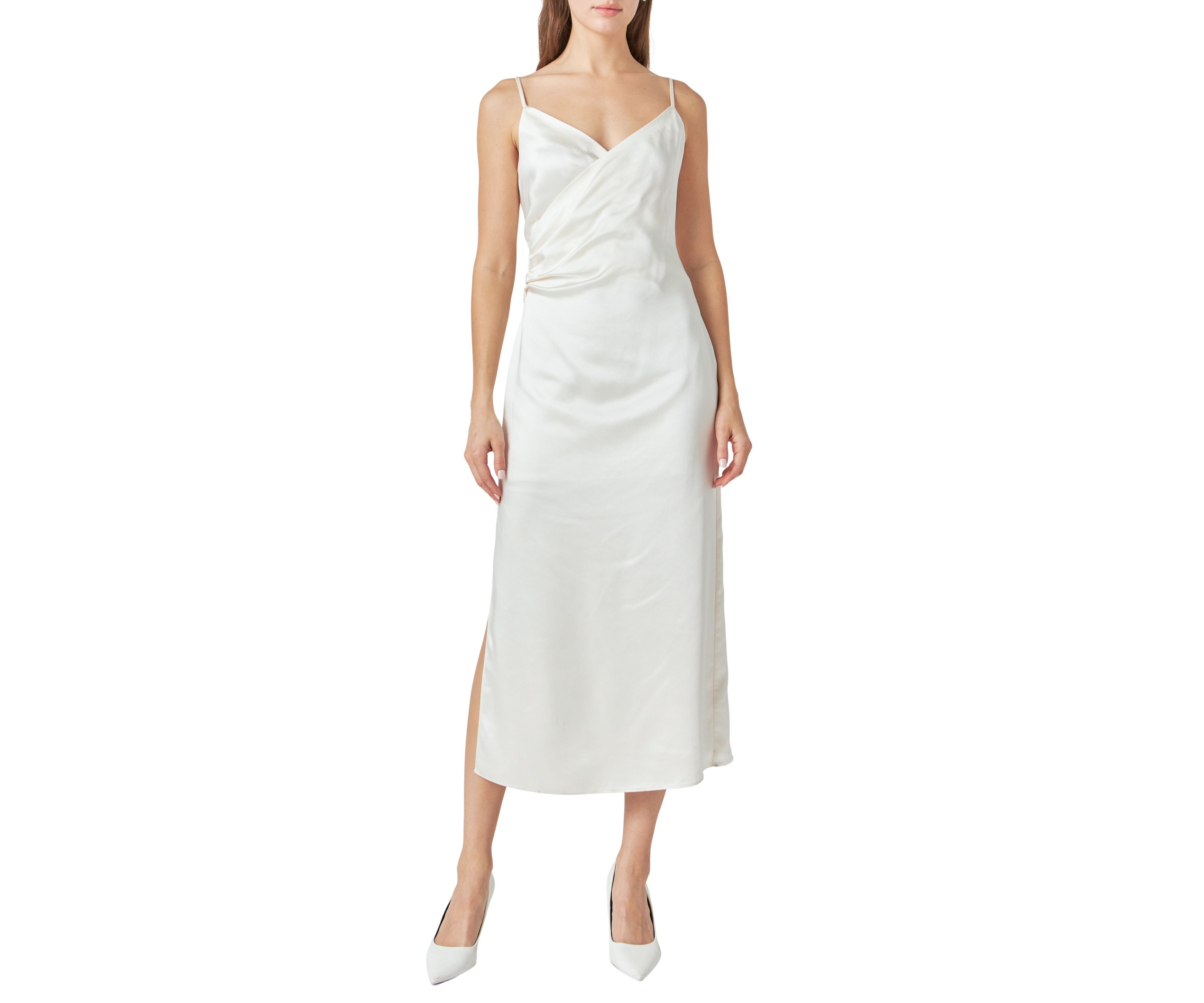 Satin Wrap Midi Dress