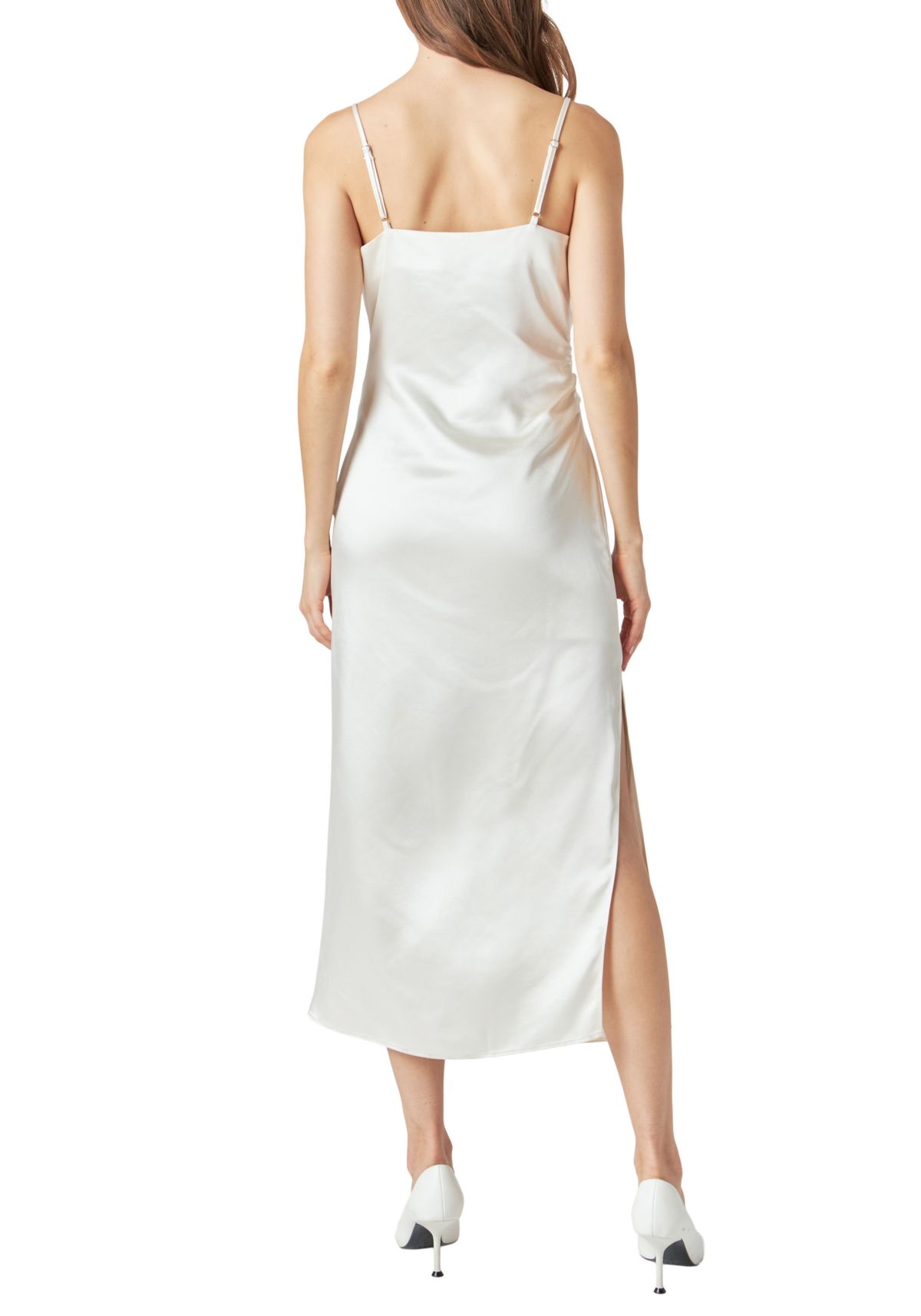 Satin Wrap Midi Dress