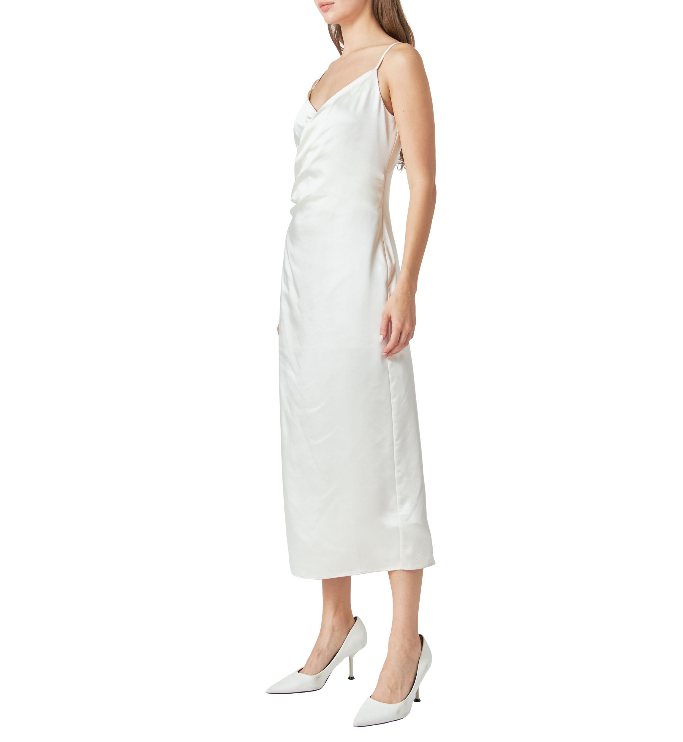 Satin Wrap Midi Dress