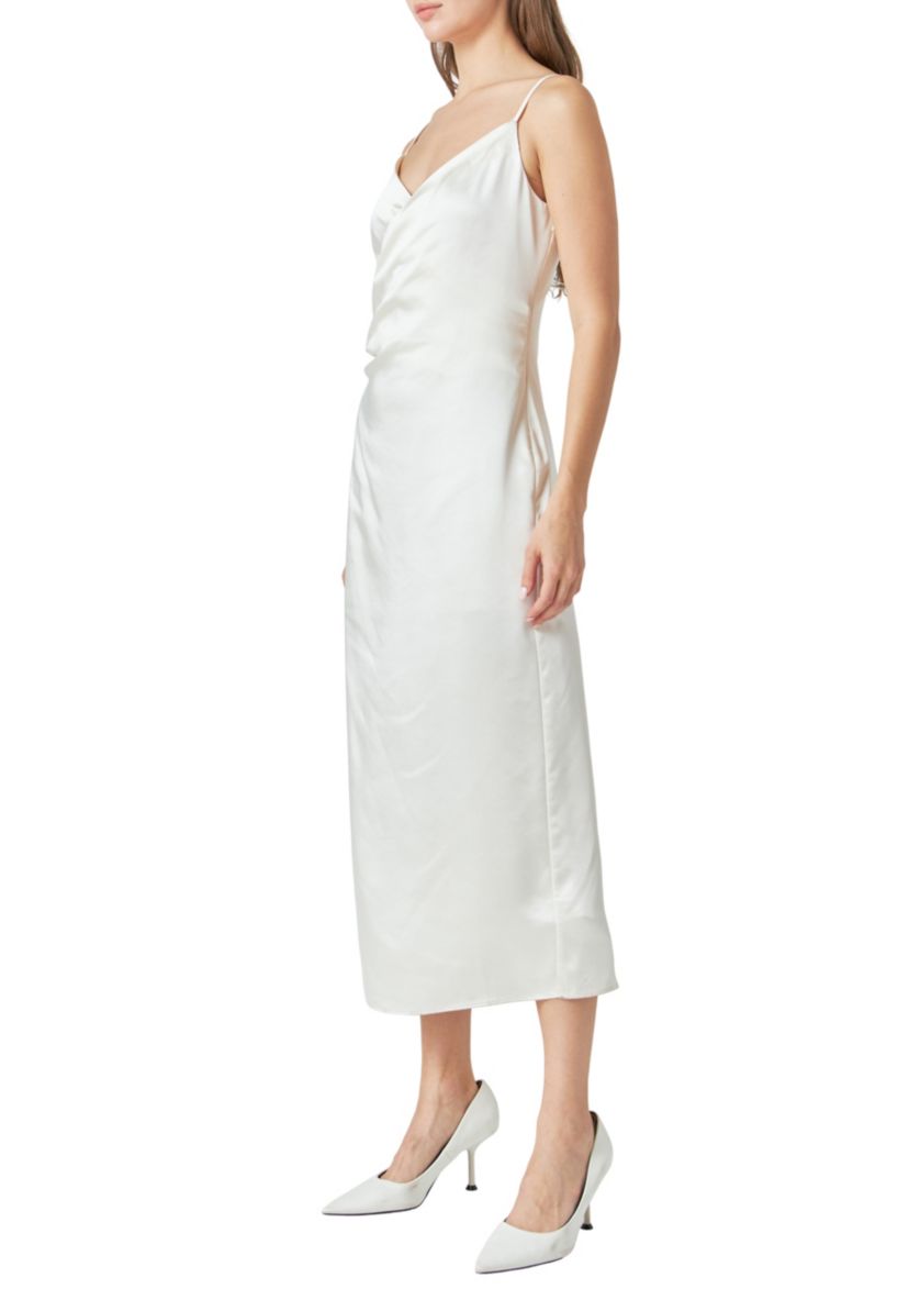 Satin Wrap Midi Dress