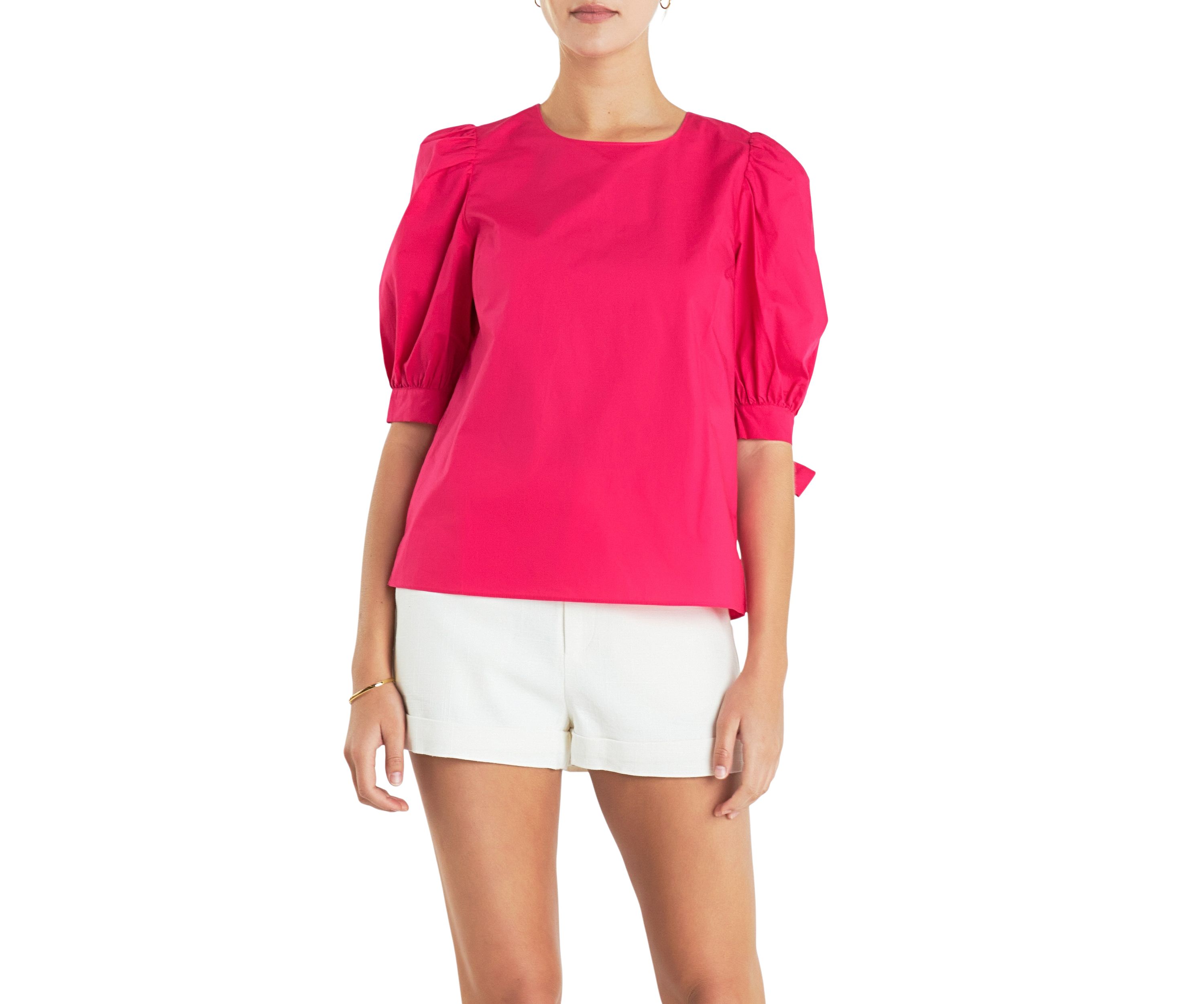 Bow Banded Puff Sleeve Blouse