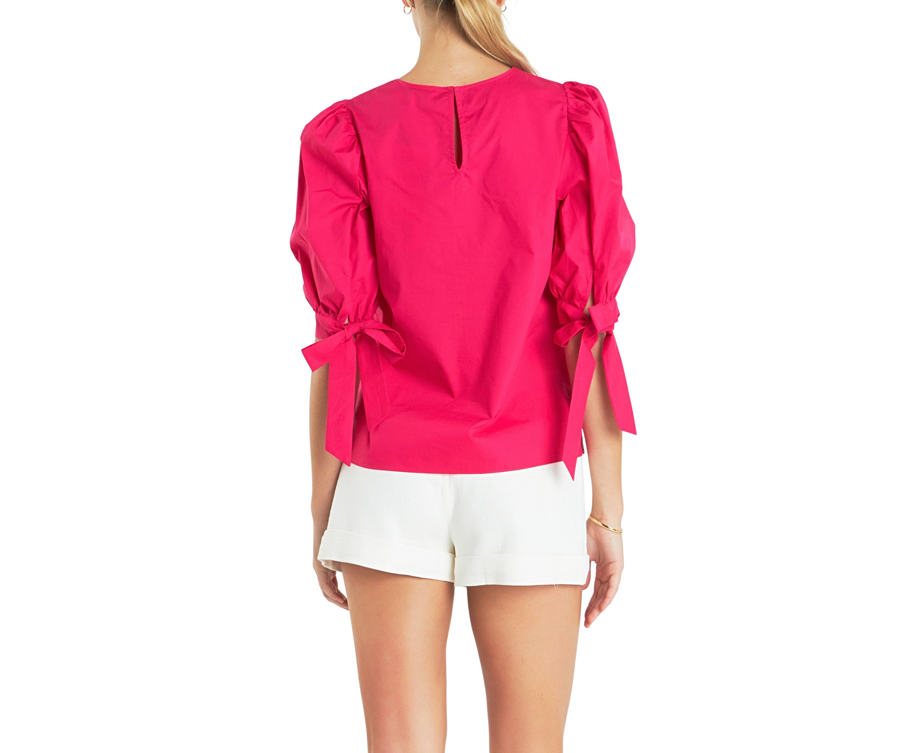 Bow Banded Puff Sleeve Blouse