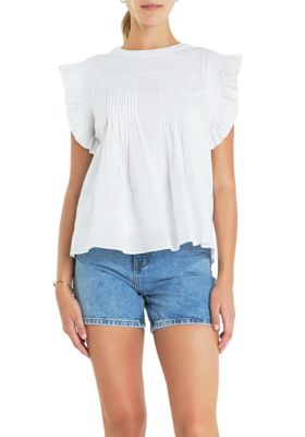 Women's Trim Detail Ruffled Top