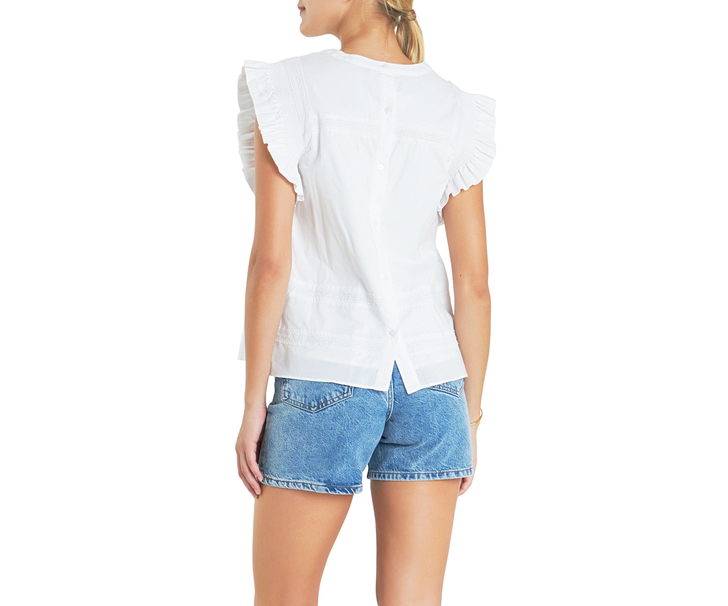 Trim Detail Ruffled Top