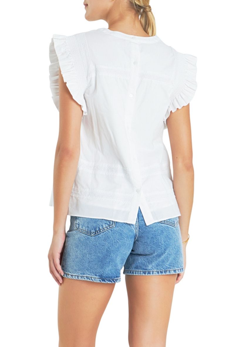 Trim Detail Ruffled Top