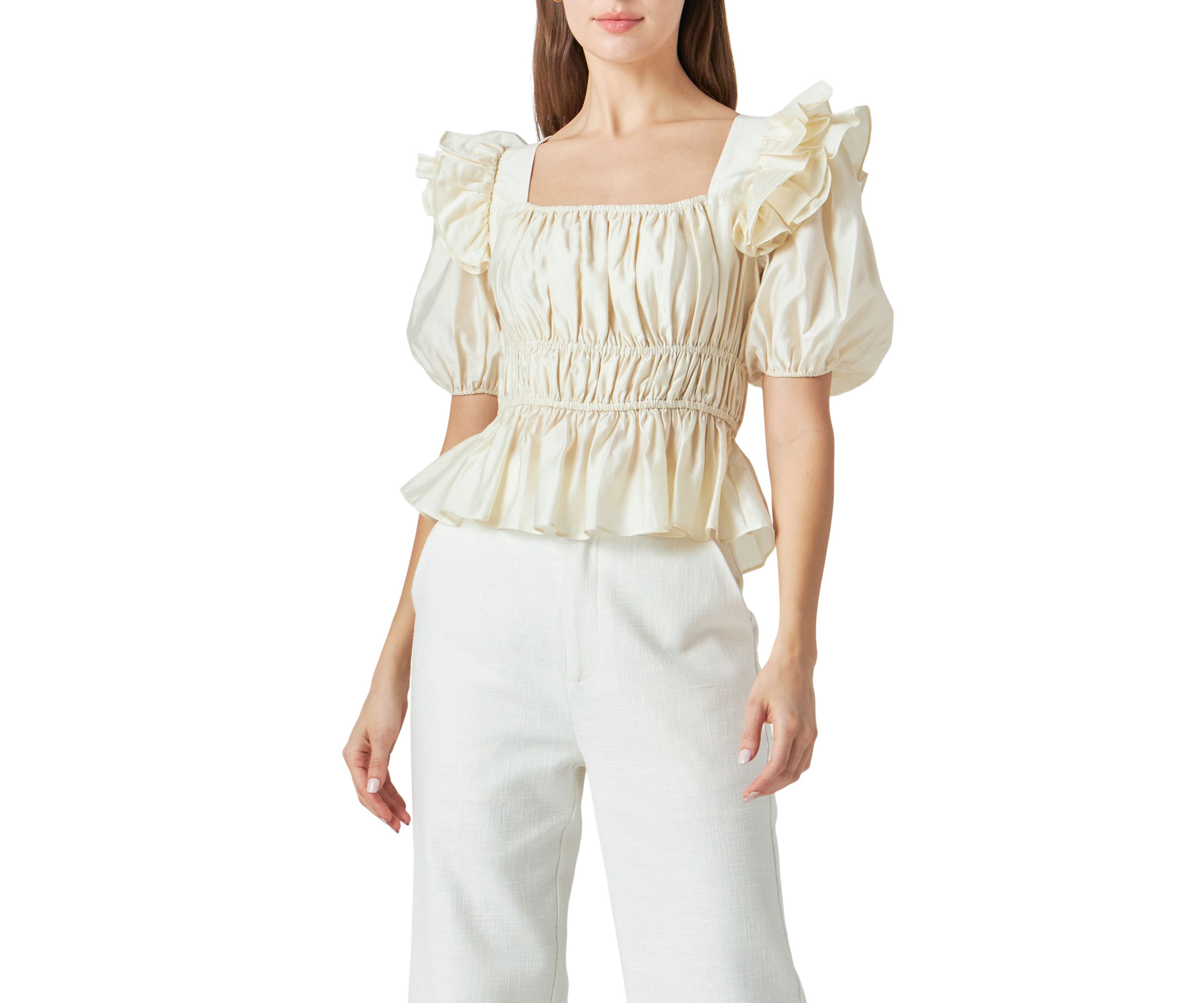 Smocked Puff Sleeve Top