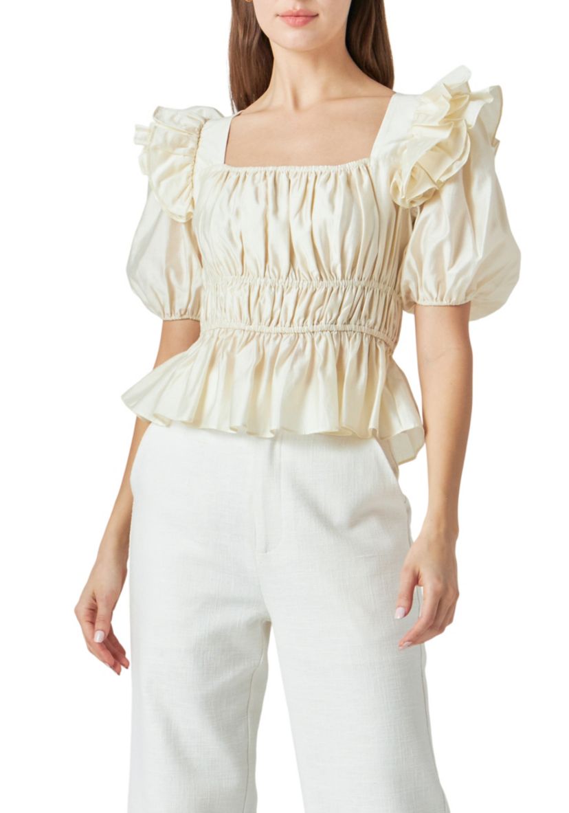 Smocked Puff Sleeve Top