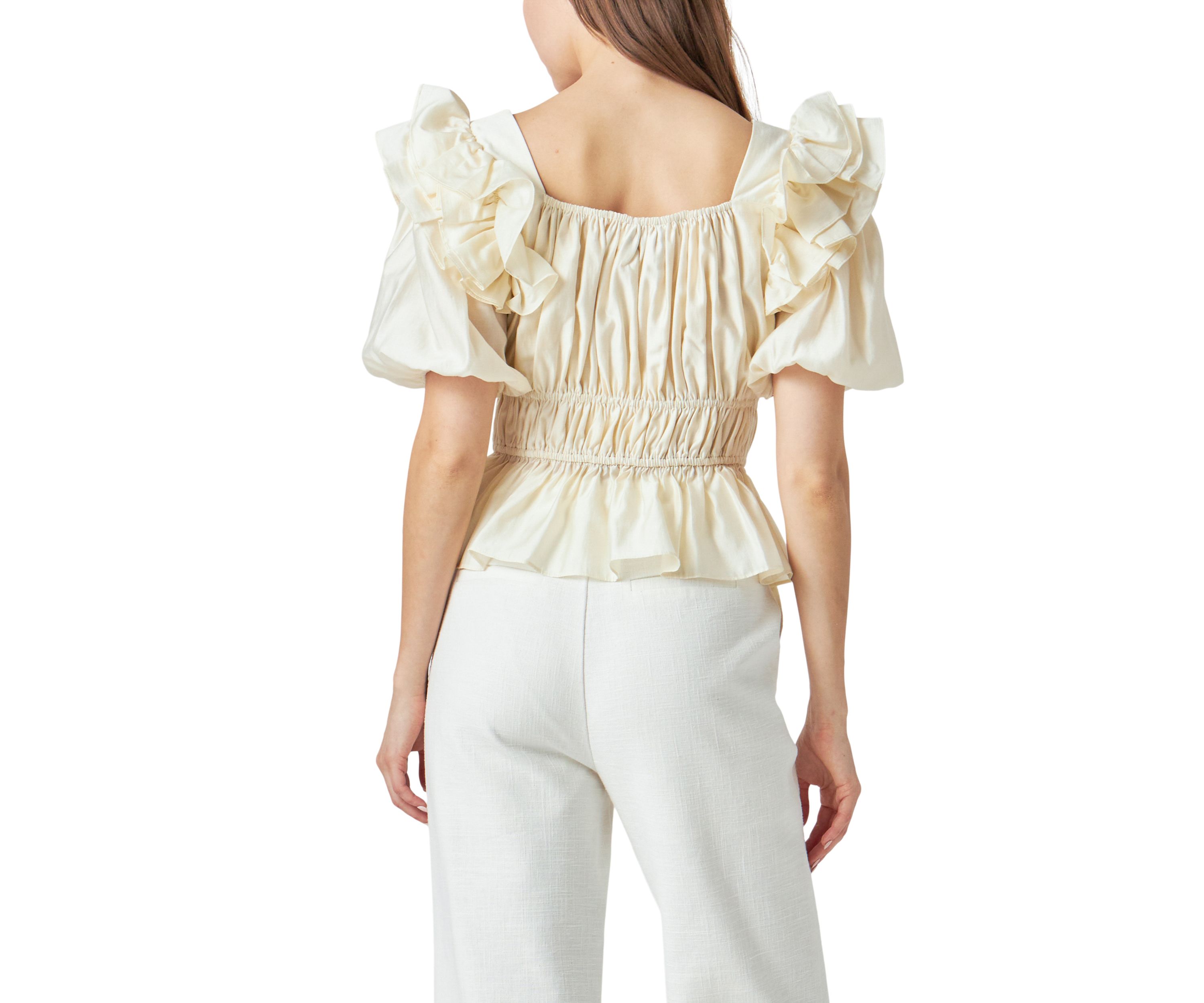 Smocked Puff Sleeve Top