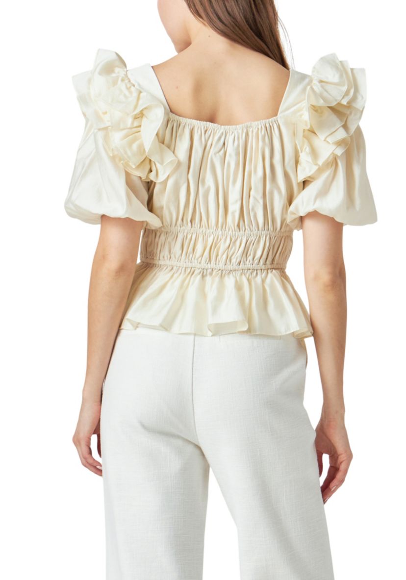 Smocked Puff Sleeve Top