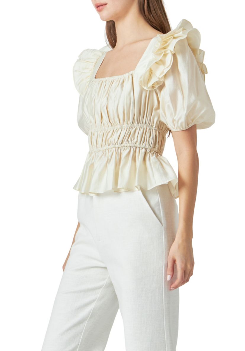 Smocked Puff Sleeve Top
