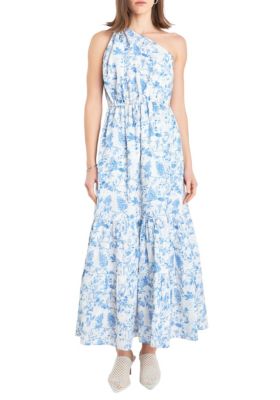 Women's Digital Floral Printed One Shoulder Maxi Dress