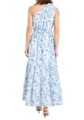 Women's Digital Floral Printed One Shoulder Maxi Dress