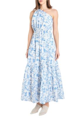 Women's Digital Floral Printed One Shoulder Maxi Dress