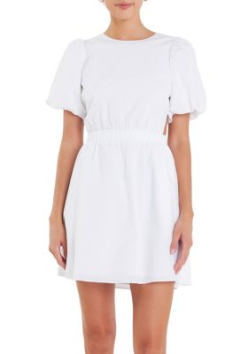 ENGLISH FACTORY Women's Cut-Out Poplin Mini Dress, White, Small