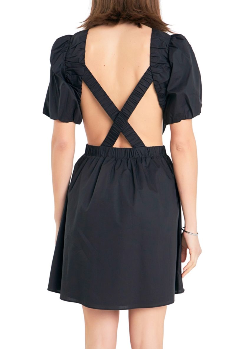 Cut-Out Poplin Mini Dress