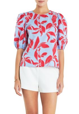 Women's Printed Puff Sleeve Top