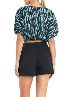 Women's Tiger Printed Voluminous Cropped Top