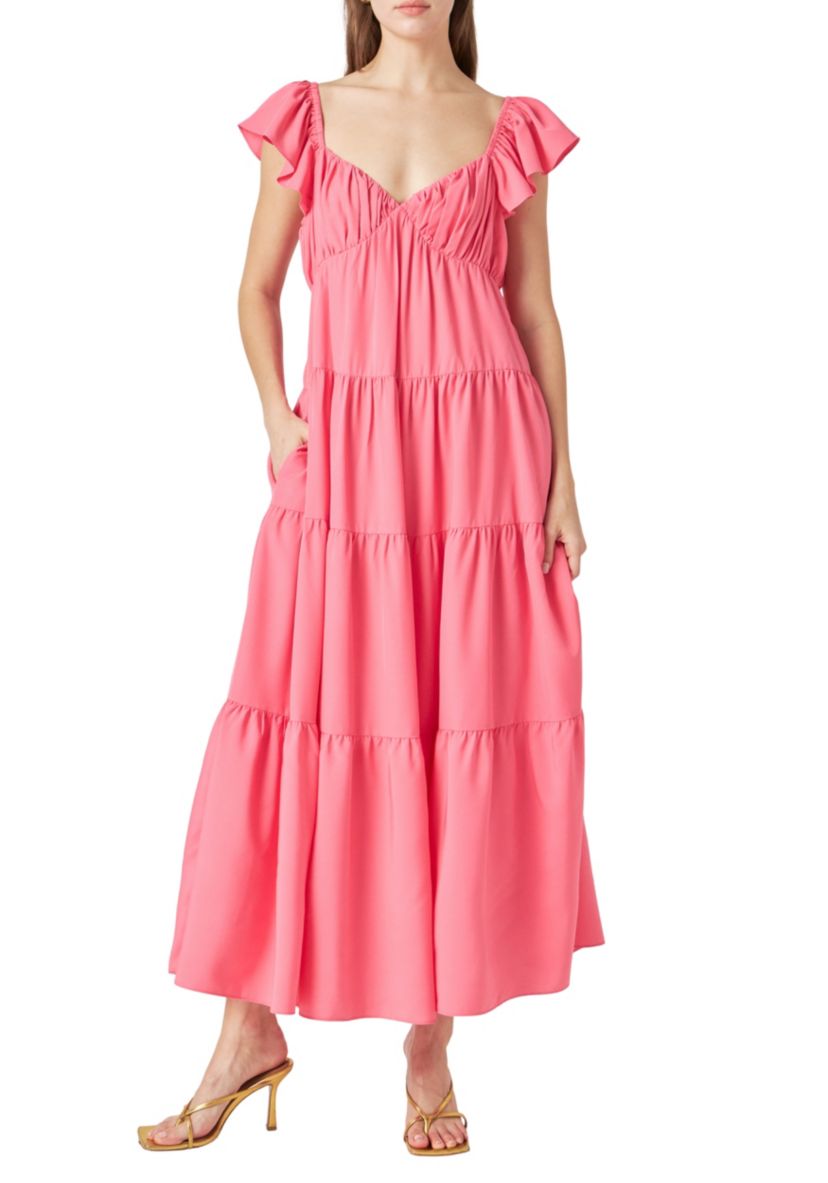 Back Bow Tie Maxi Dress