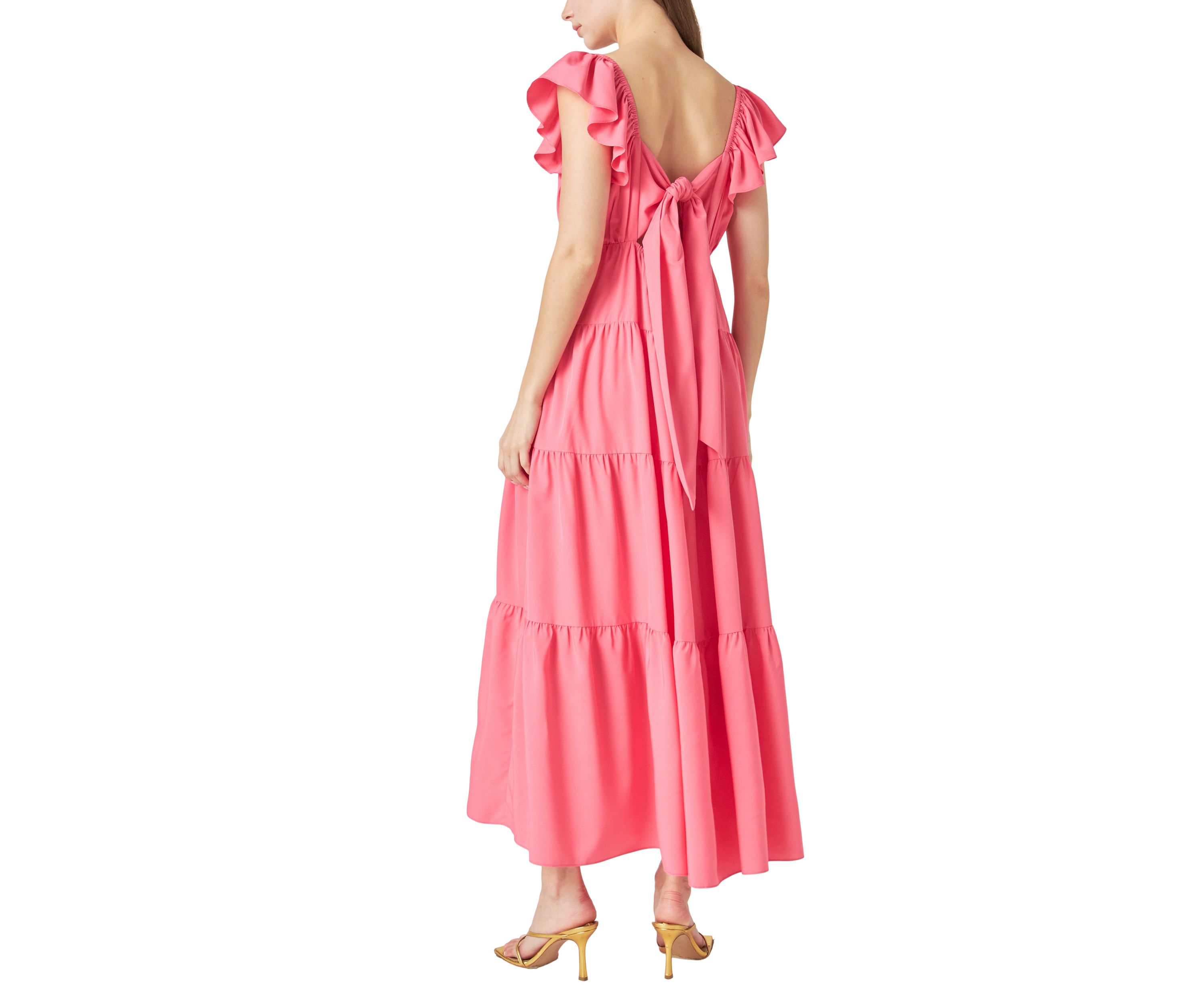 Back Bow Tie Maxi Dress