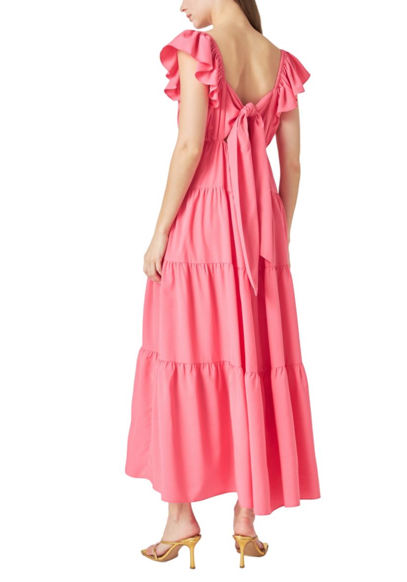 Back Bow Tie Maxi Dress