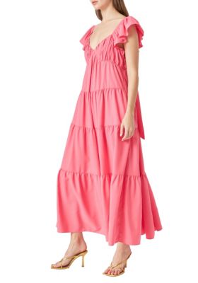 Women's Back Bow Tie Maxi Dress