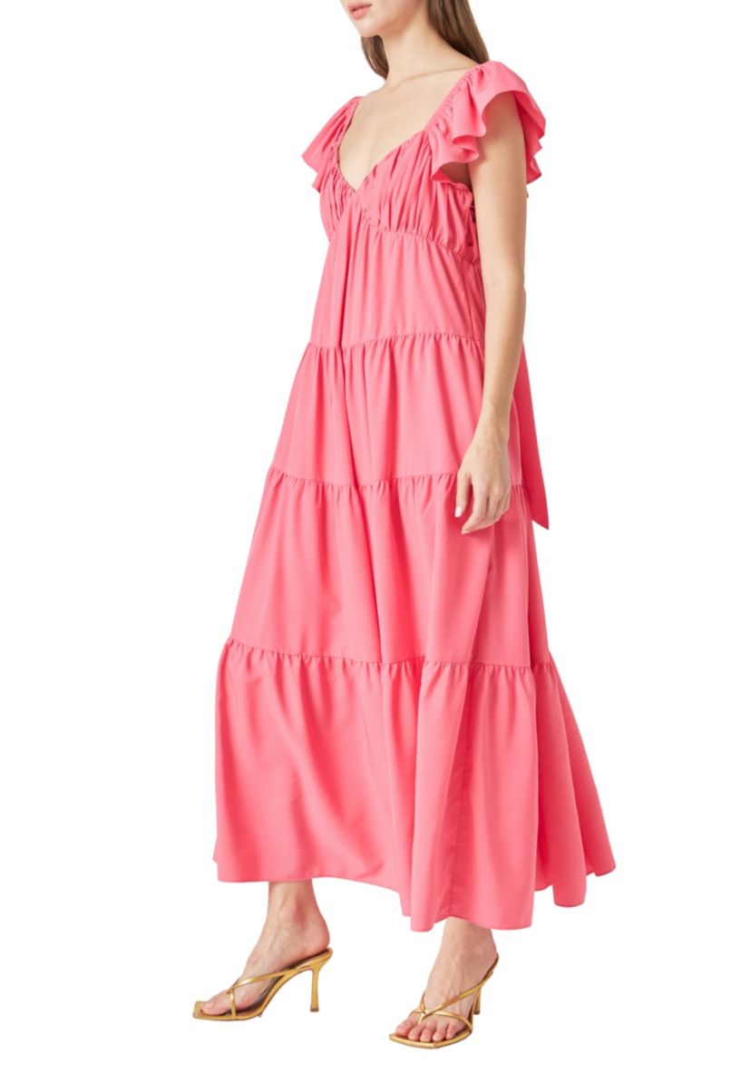 Back Bow Tie Maxi Dress