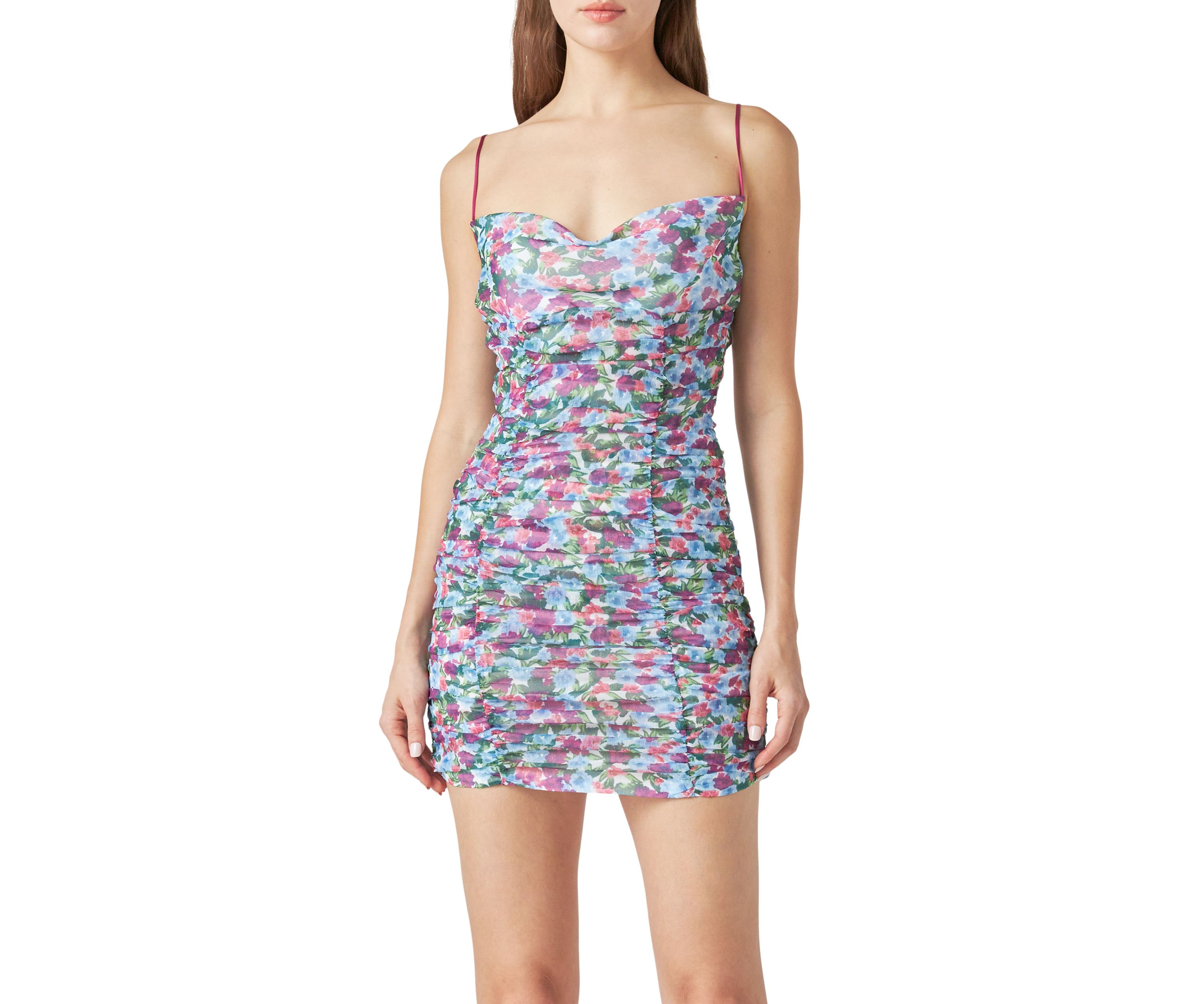 Double Ruched Skinny Floral Mini