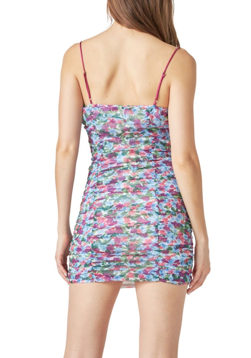Double Ruched Skinny Floral Mini
