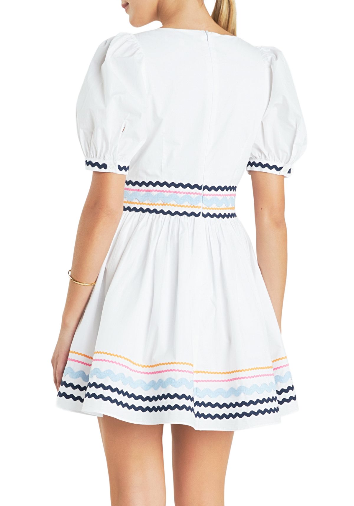 Poplin Mini Dress with Ric Rac Trim