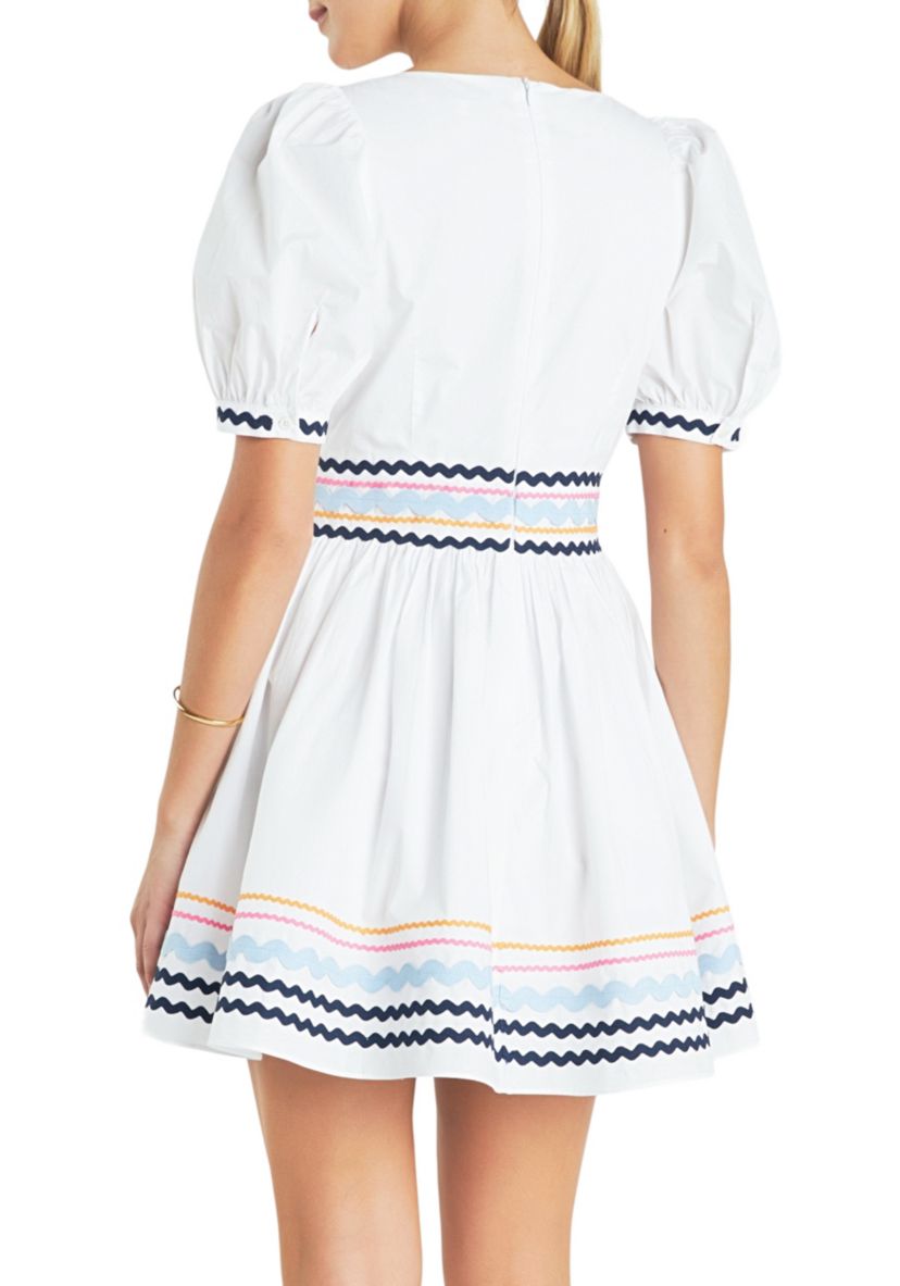 Poplin Mini Dress with Ric Rac Trim