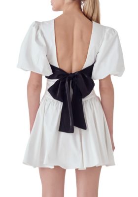 Women's Contrast Bow Low Back Mini Dress