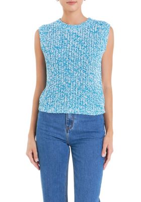 ENGLISH FACTORY Women's Sleeveless Ribbed Knit Sweater, Large