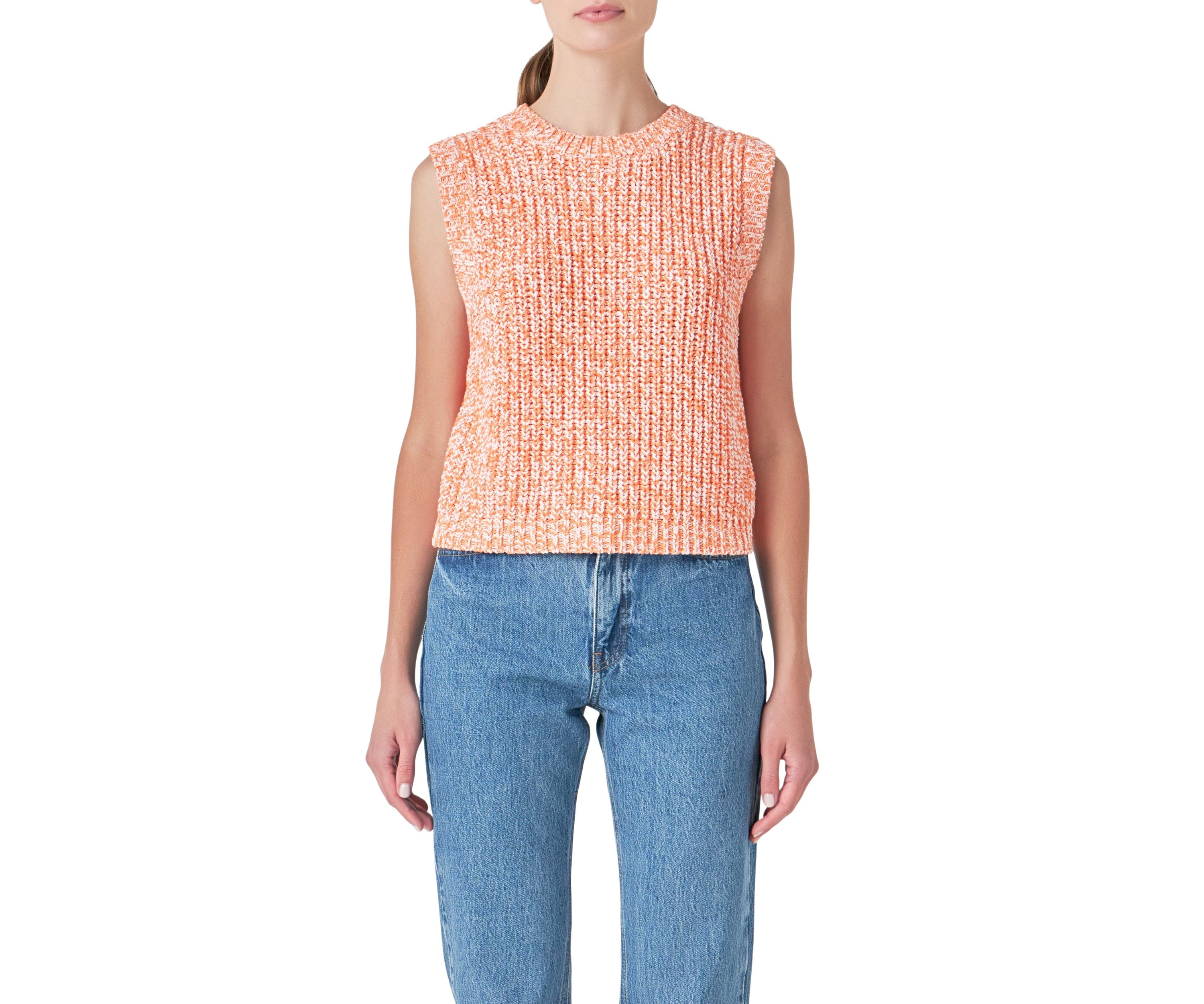 Sleeveless Ribbed Knit Sweater