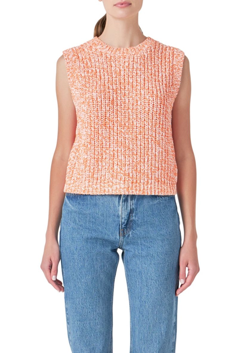 Sleeveless Ribbed Knit Sweater