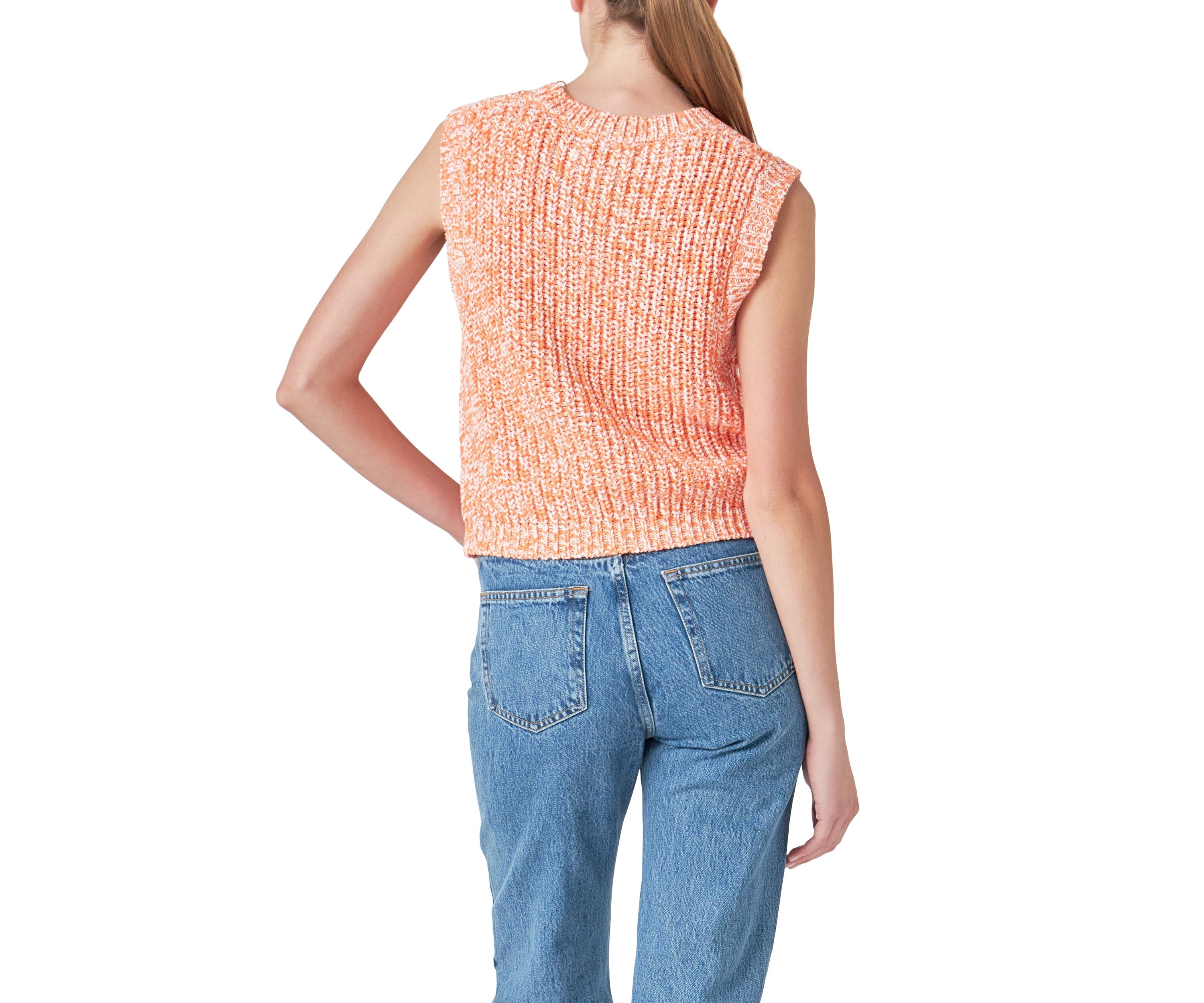 Sleeveless Ribbed Knit Sweater