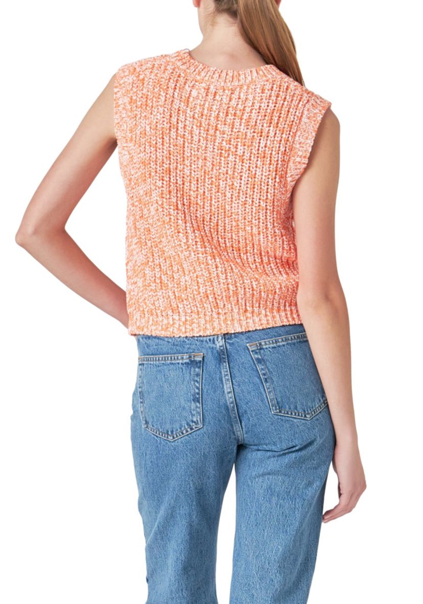 Sleeveless Ribbed Knit Sweater