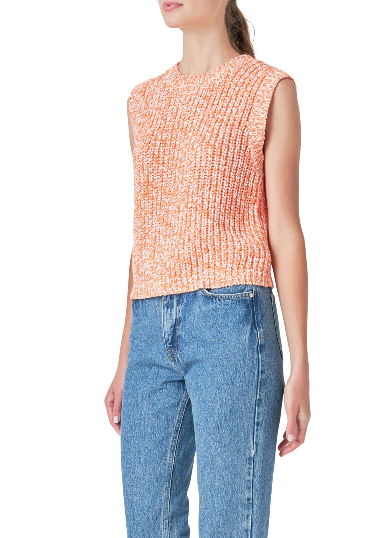Sleeveless Ribbed Knit Sweater