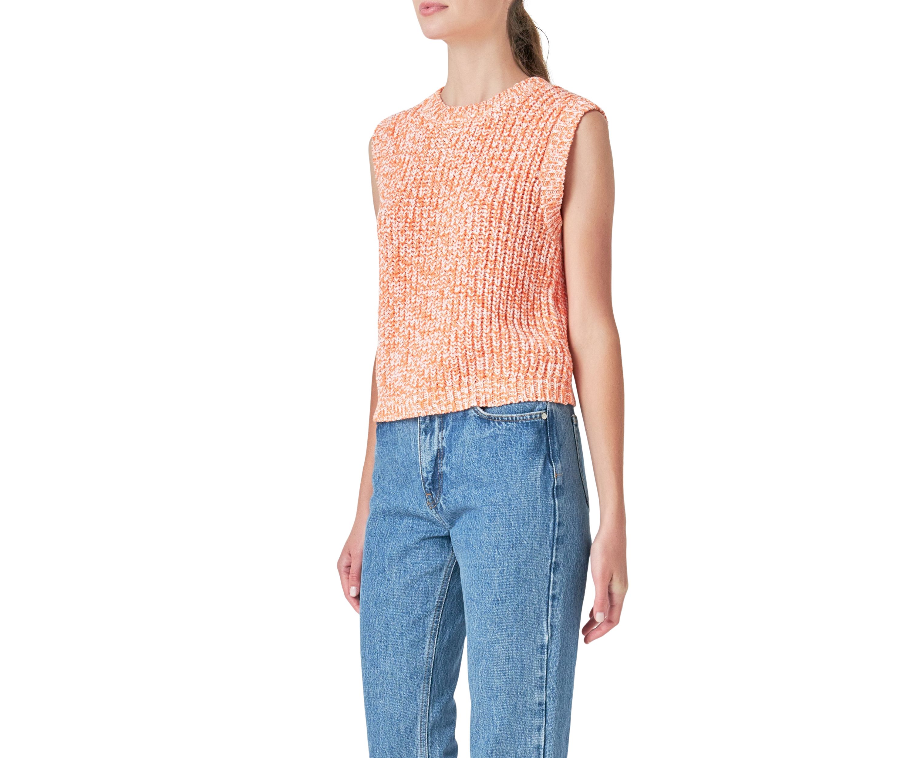 Sleeveless Ribbed Knit Sweater