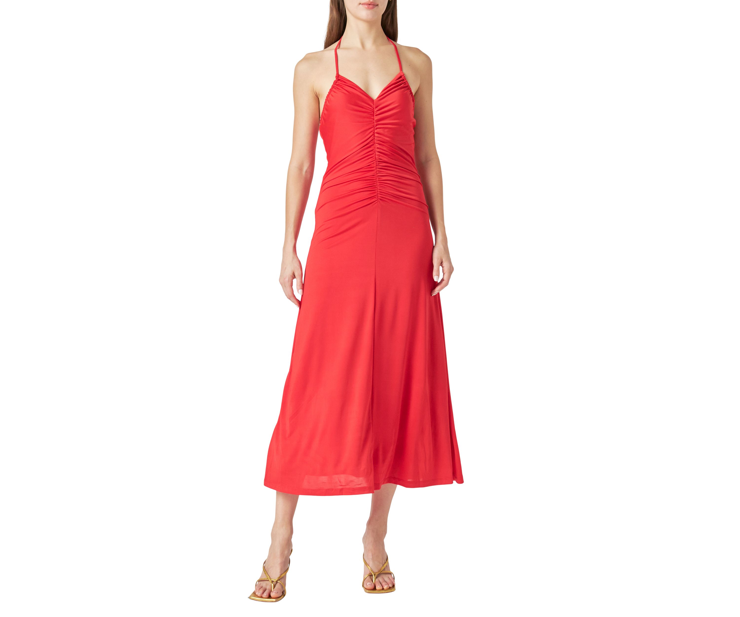 Halter Ruched Maxi Dress