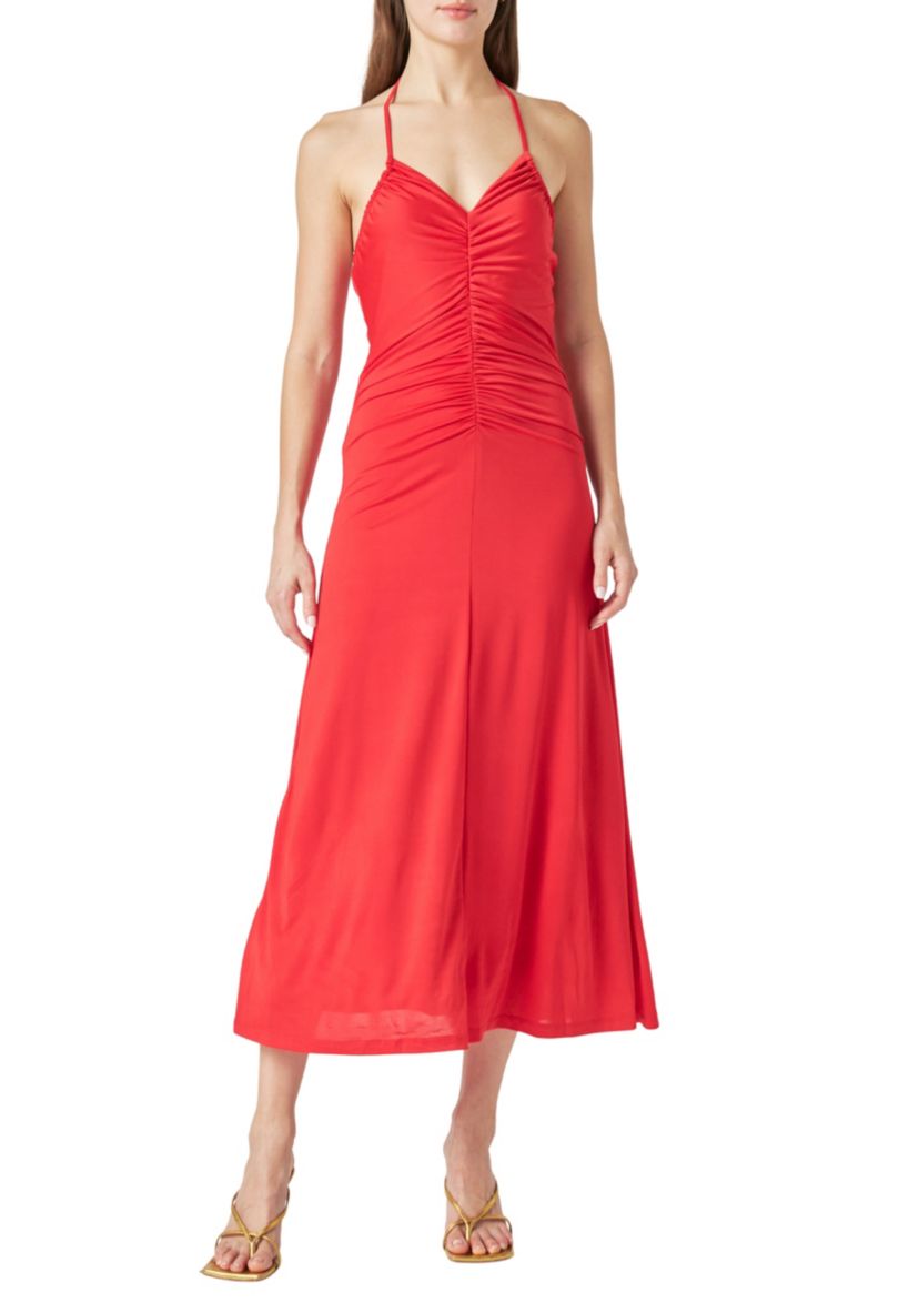 Halter Ruched Maxi Dress