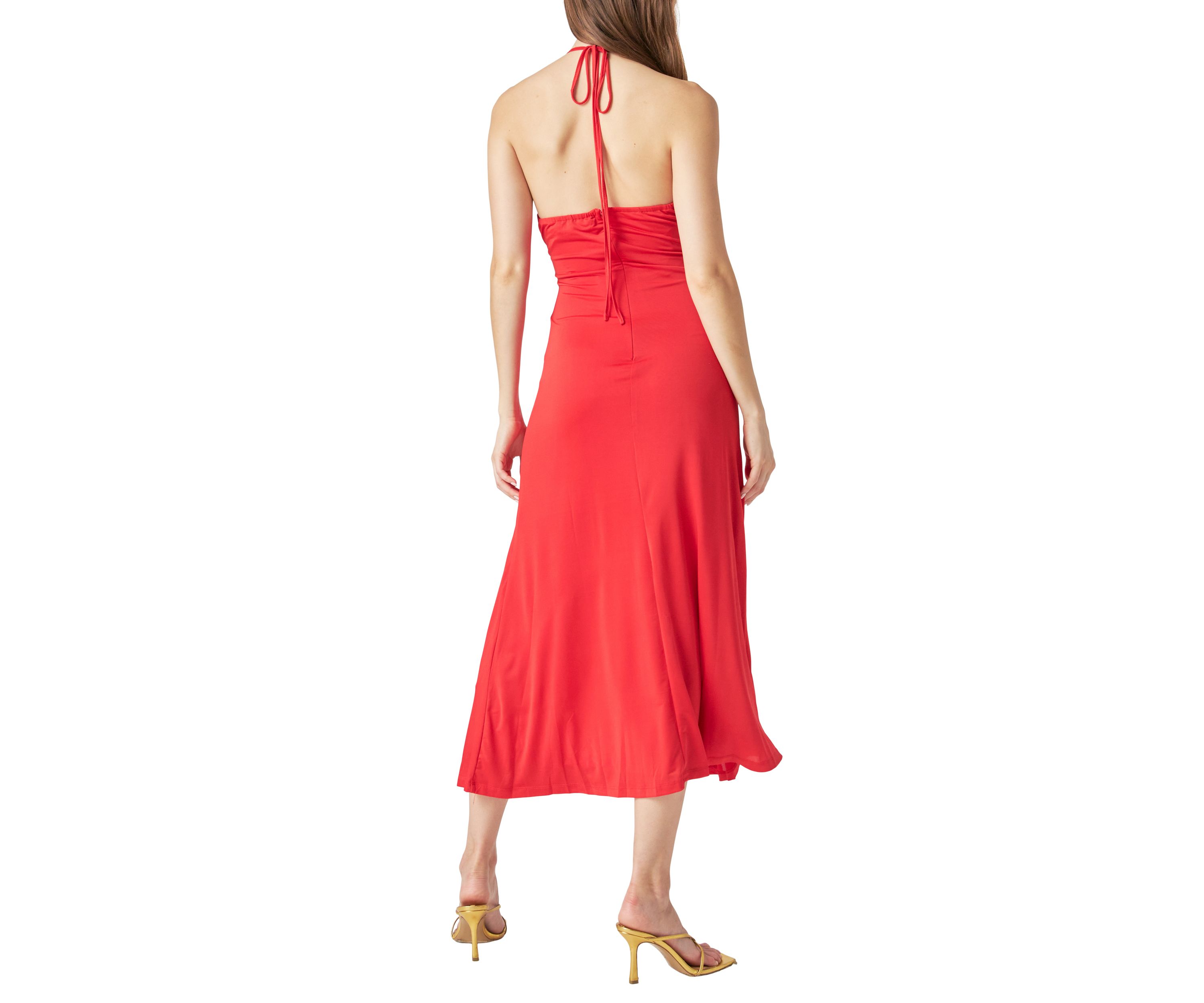Halter Ruched Maxi Dress