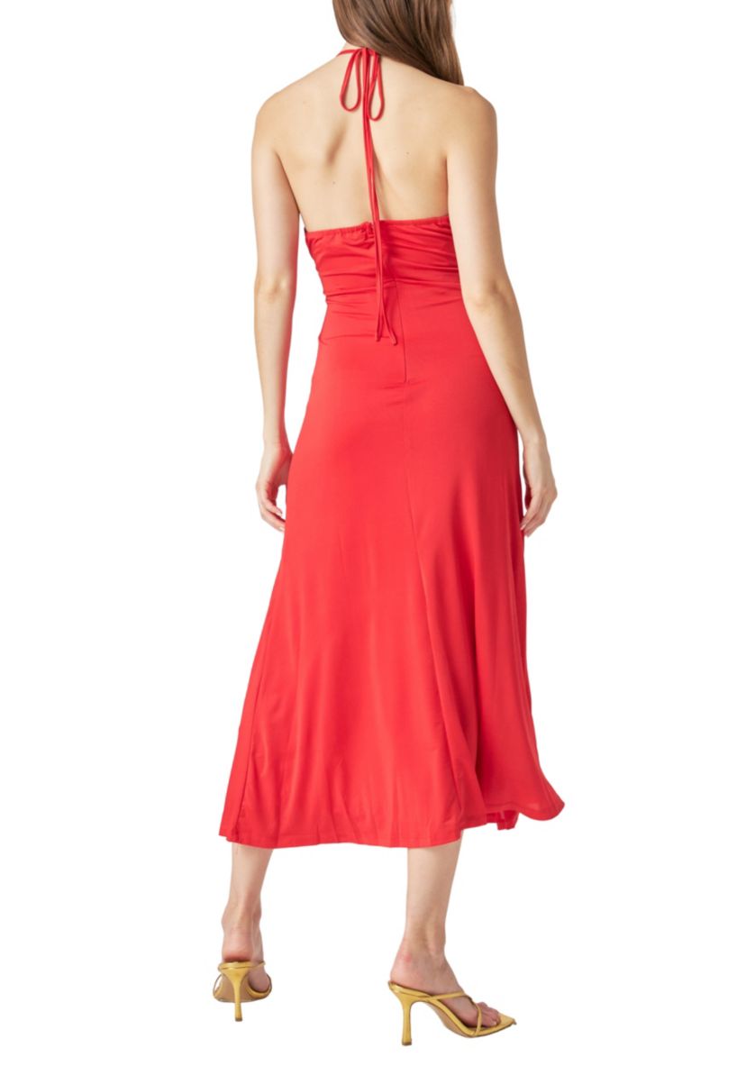 Halter Ruched Maxi Dress