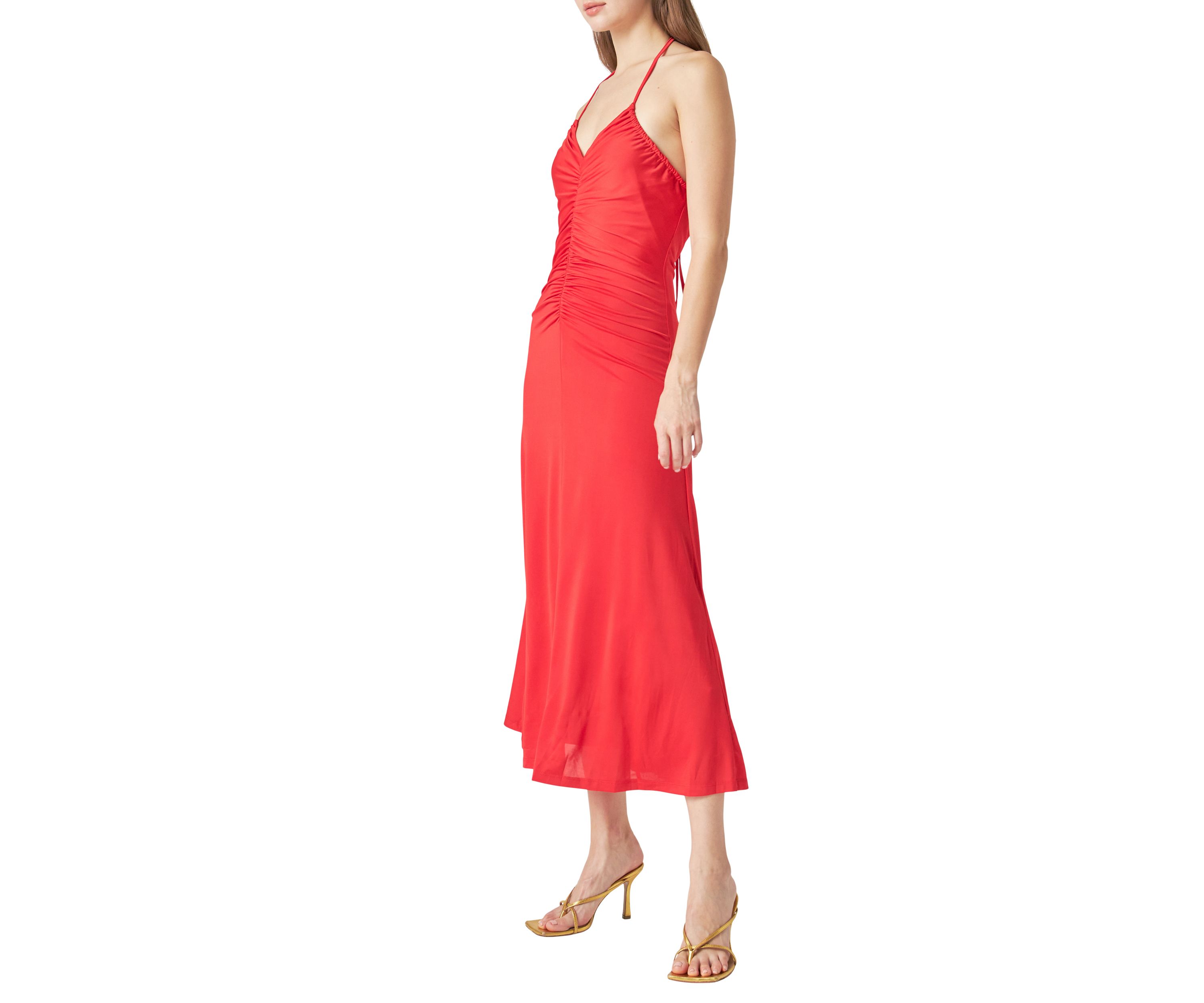 Halter Ruched Maxi Dress