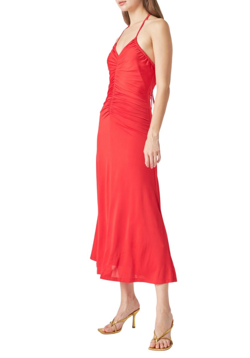 Halter Ruched Maxi Dress
