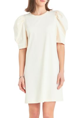 ENGLISH FACTORY Women's Short Puff Sleeve T-Shirt Dress, Small