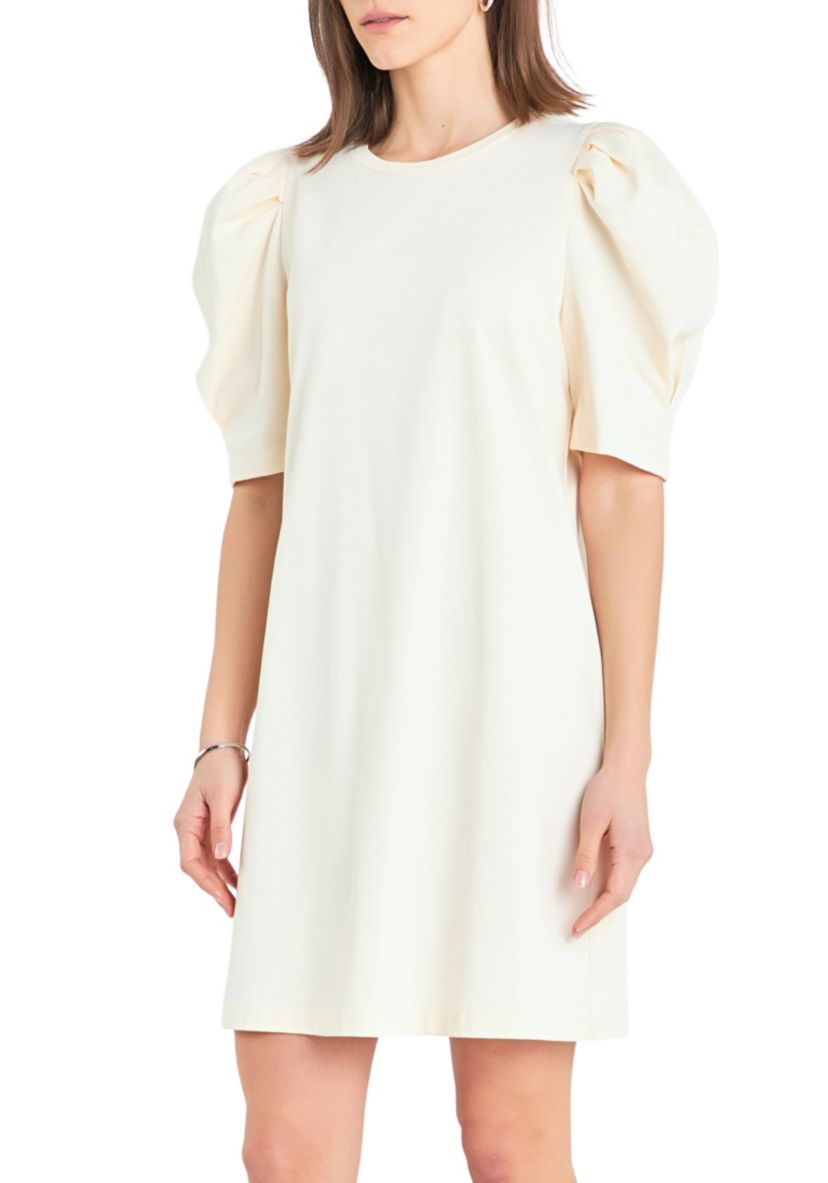 Short Puff Sleeve T Shirt Dress