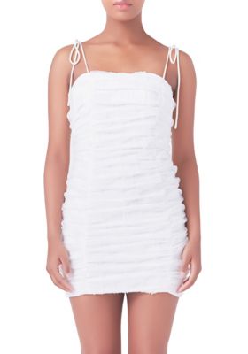 Women's Shirred Mini Dress with Tie Straps